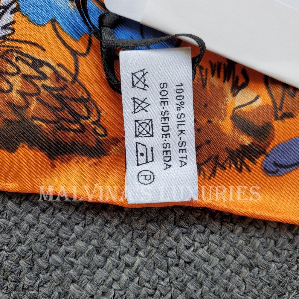 SALVATORE FERRAGAMO SCARF SIGNATURE FLOWER SEASON MULTICOLOR PRINT SILK 35" - Picture 14 of 14